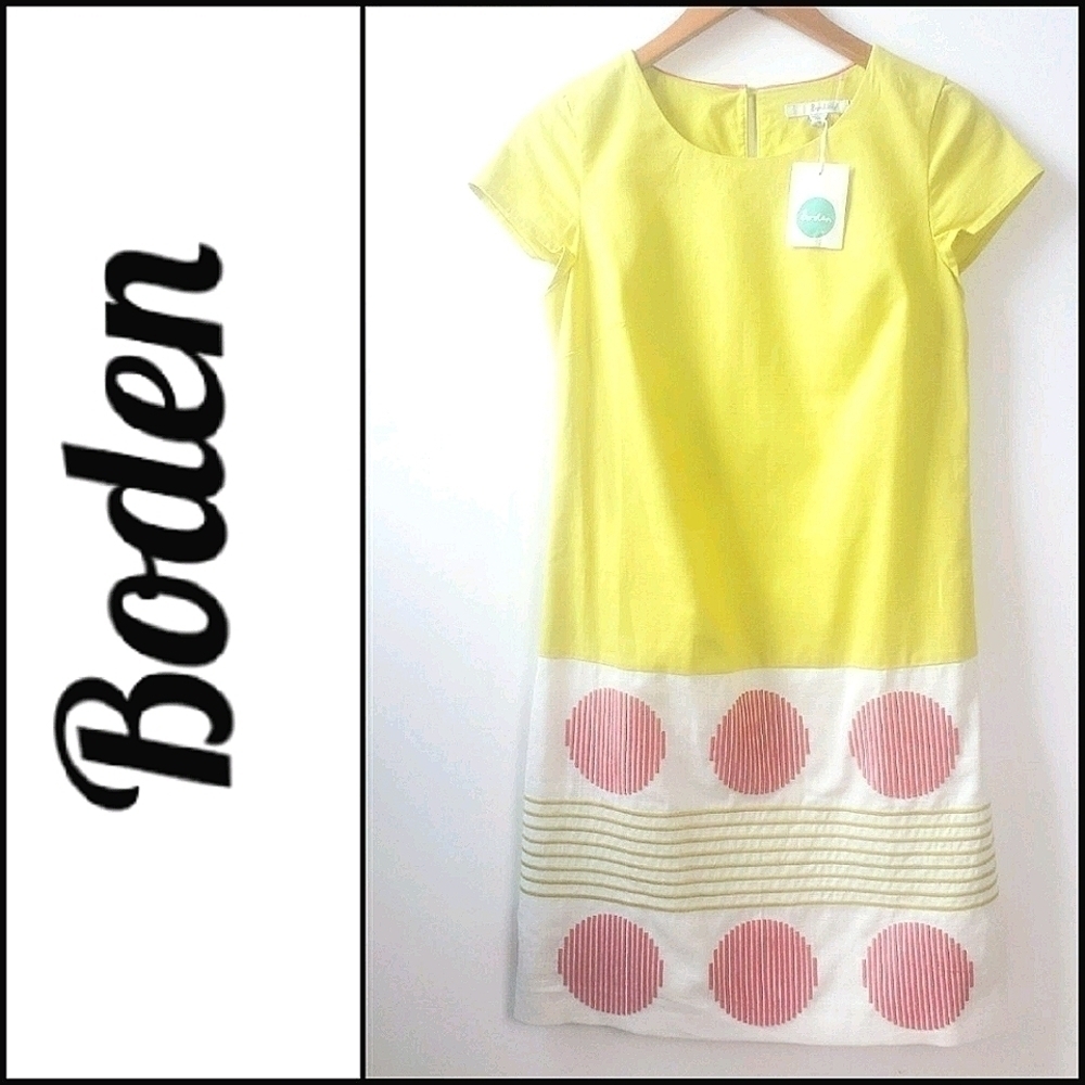 NEW! BODEN Cotton Short Sleeve Shift Dress 4R.